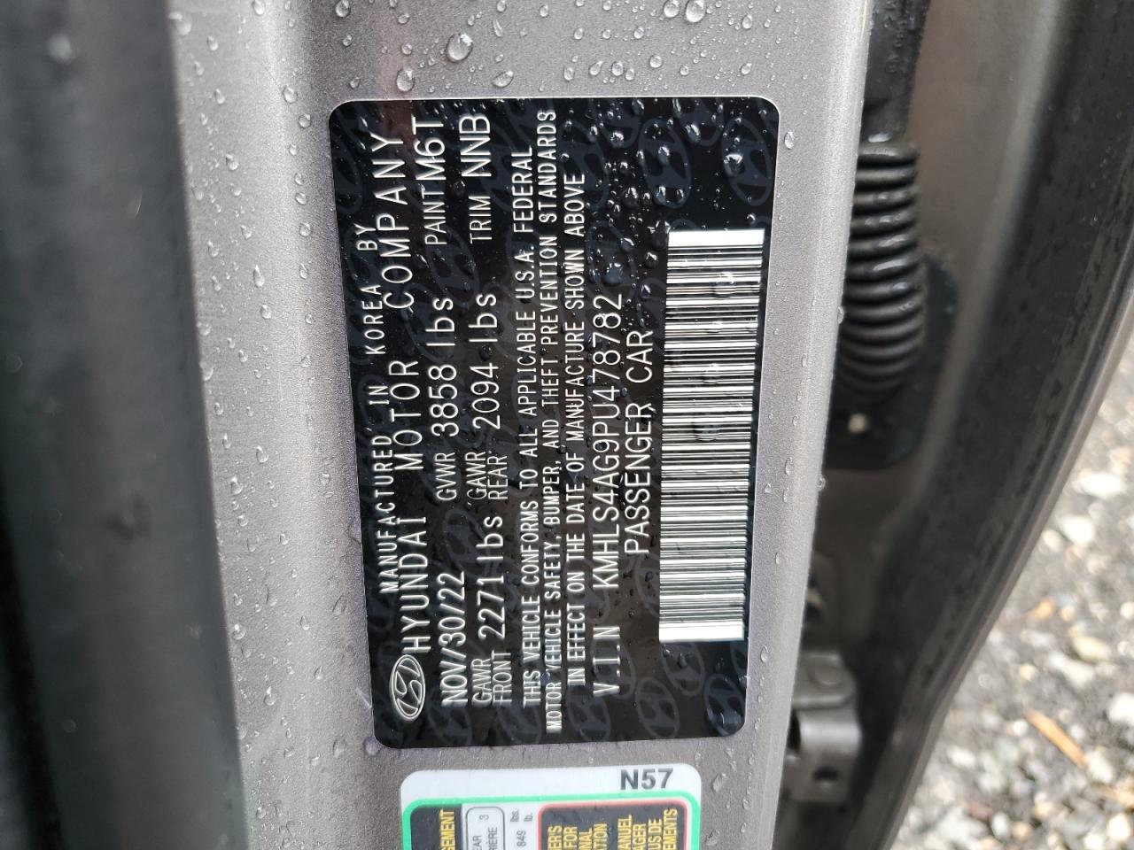 2023 Hyundai Elantra Sel VIN: KMHLS4AG9PU478782 Lot: 85899025