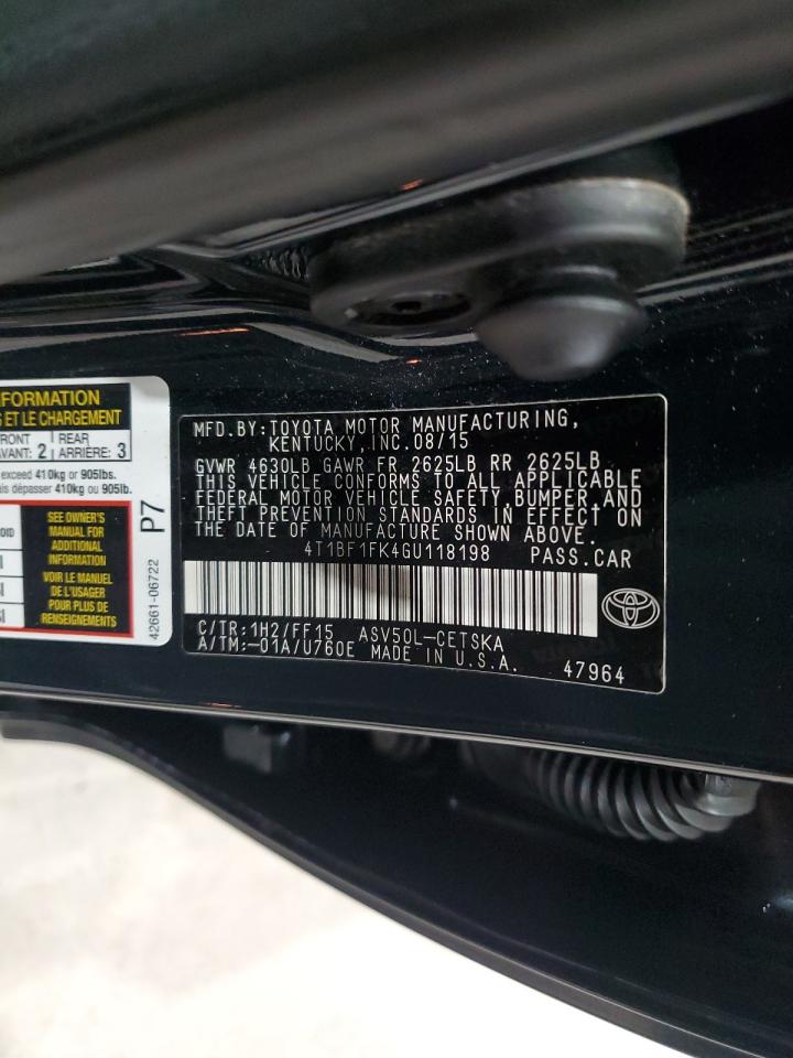 2016 Toyota Camry Le VIN: 4T1BF1FK4GU118198 Lot: 84961865