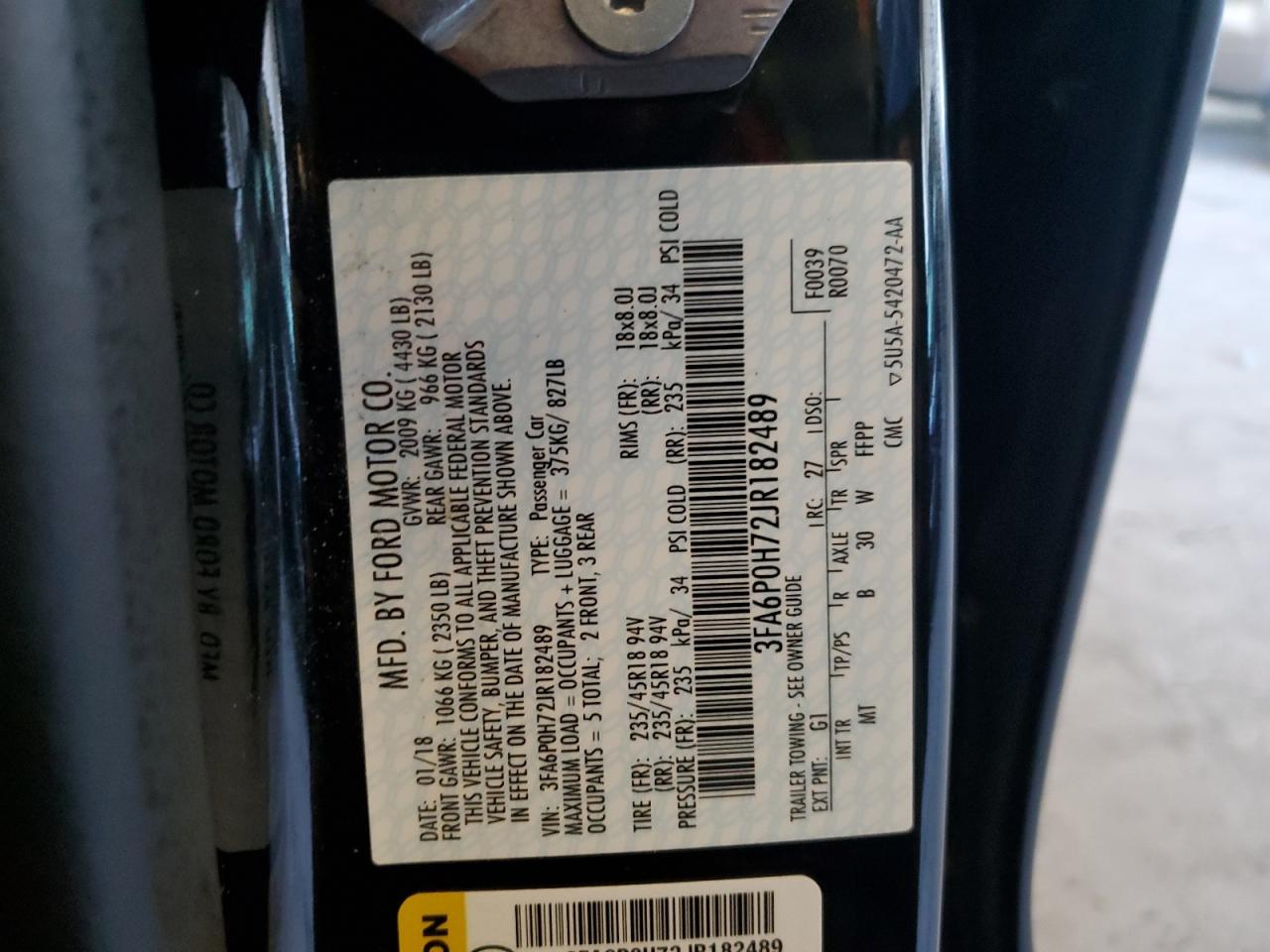 2018 Ford Fusion Se VIN: 3FA6P0H72JR182489 Lot: 90080545