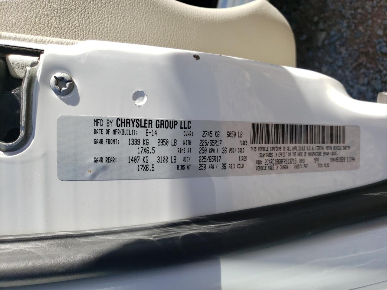 2015 Chrysler Town & Country Touring VIN: 2C4RC1BG8FR513719 Lot: 85320345