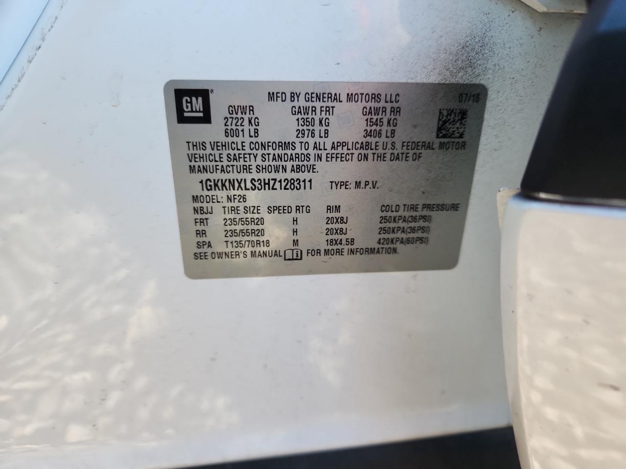 2017 GMC Acadia Denali VIN: 1GKKNXLS3HZ128311 Lot: 85712115