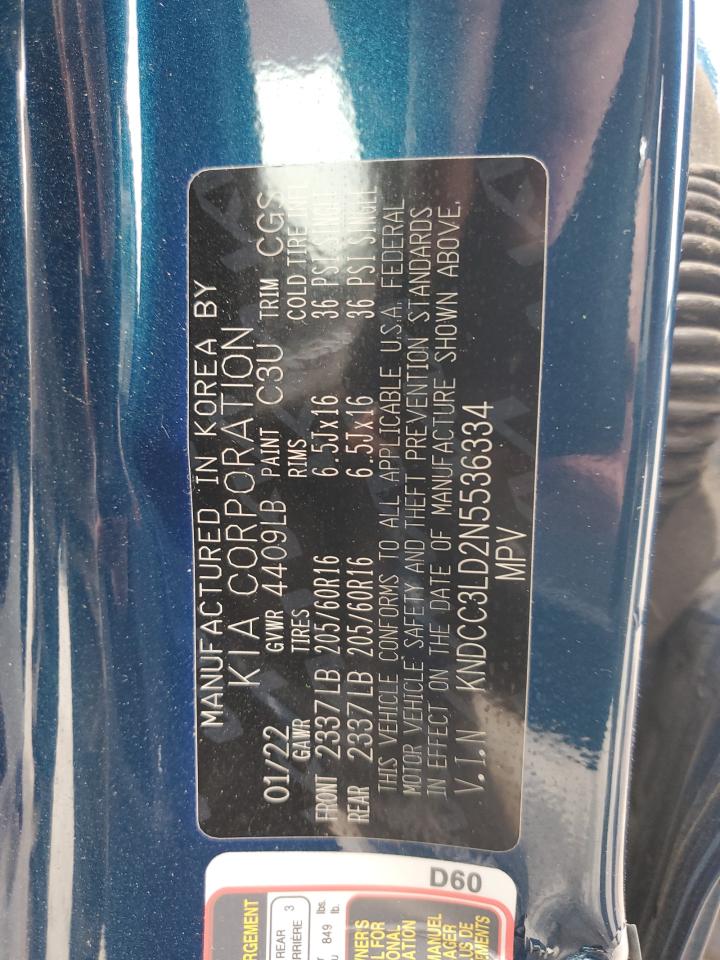 2022 Kia Niro Ex Premium VIN: KNDCC3LD2N5536334 Lot: 86629755