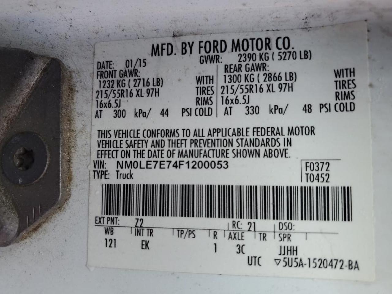 2015 Ford Transit Connect Delivery Van VIN: NM0LE7E74F1200053 Lot: 90639265