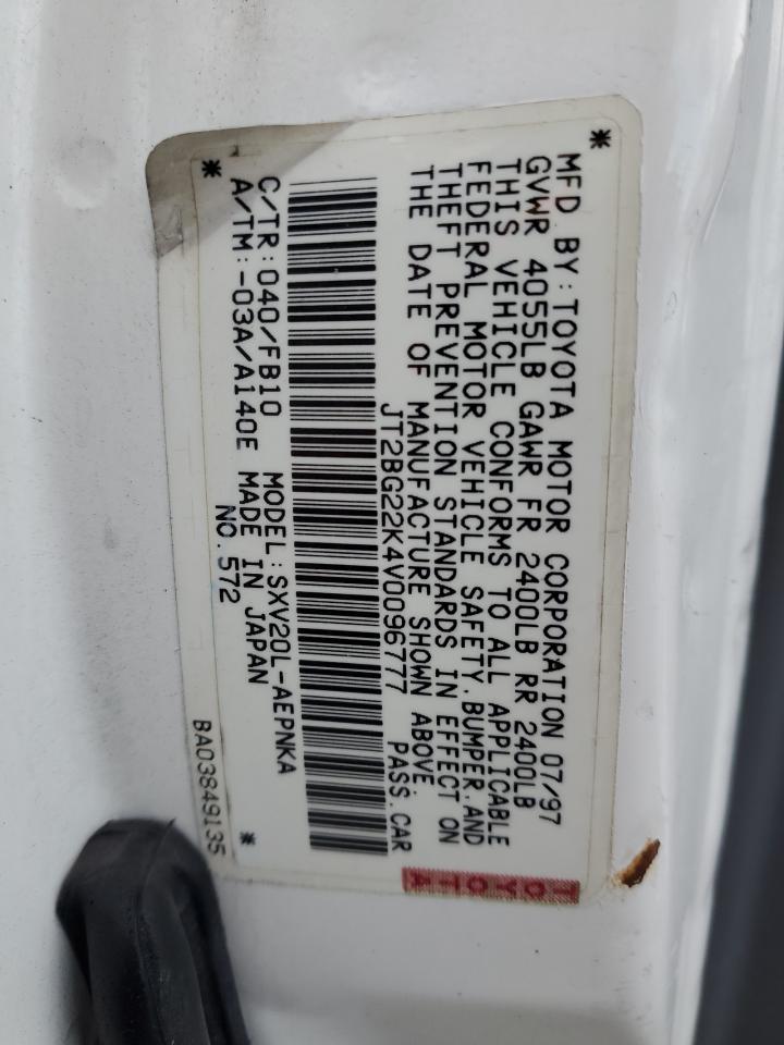 1997 Toyota Camry Le VIN: JT2BG22K4V0096777 Lot: 82445075