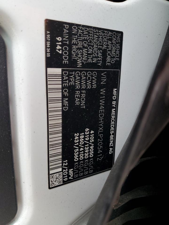 2020 Mercedes-Benz Sprinter 2500 VIN: W1W4EDHYXLP205412 Lot: 71596435