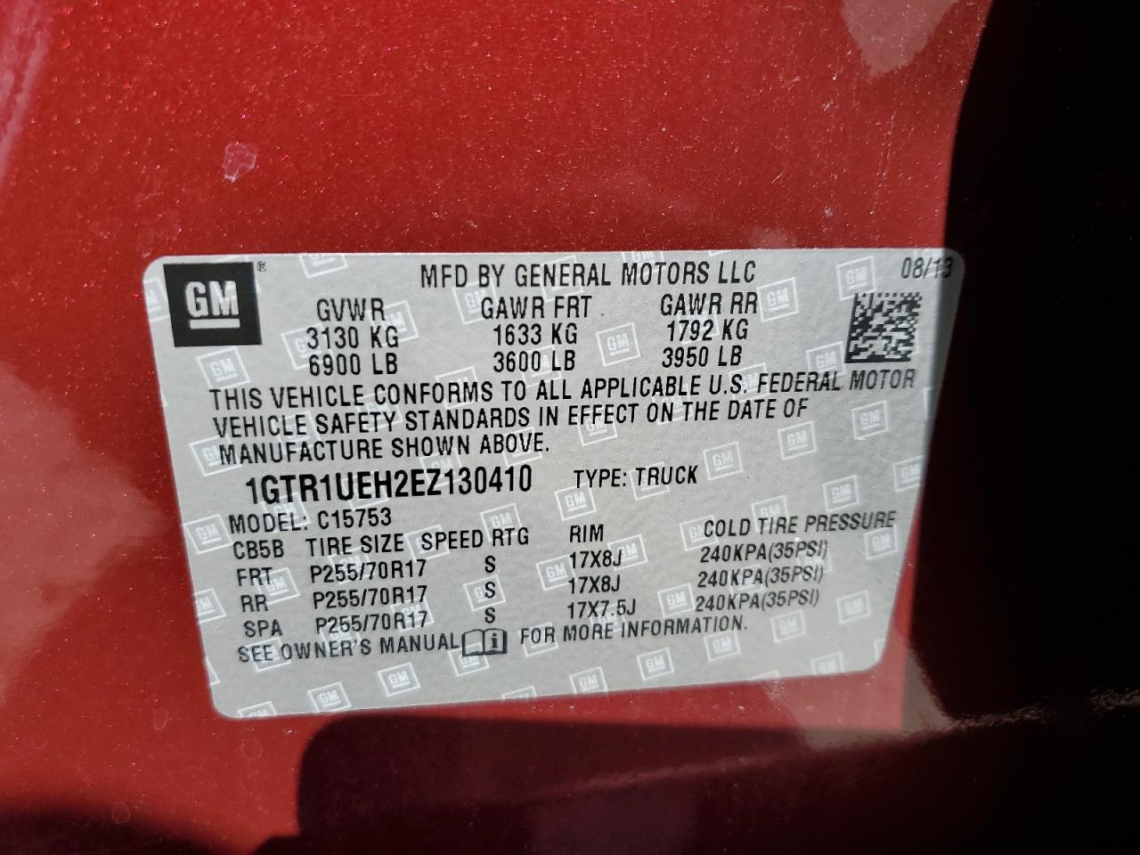 2014 GMC Sierra C1500 Sle VIN: 1GTR1UEH2EZ130410 Lot: 86467265