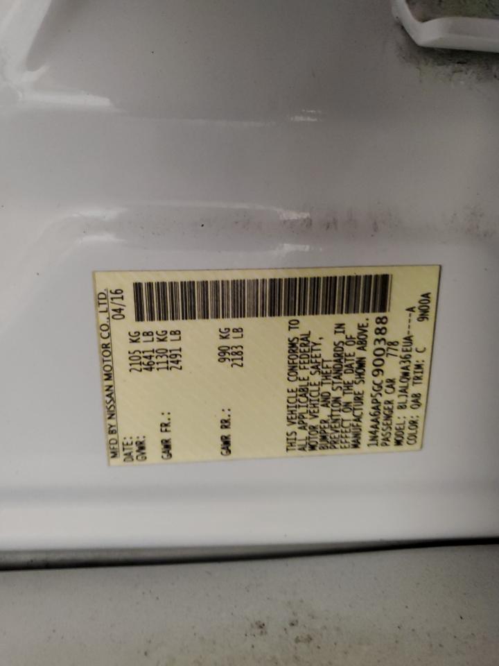 2016 Nissan Maxima 3.5S VIN: 1N4AA6AP5GC900388 Lot: 86068905