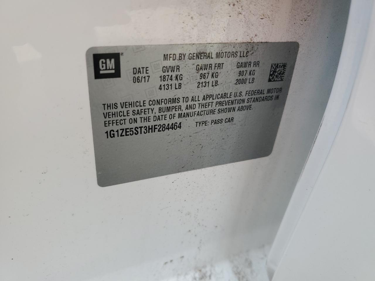 2017 Chevrolet Malibu Lt VIN: 1G1ZE5ST3HF284464 Lot: 85862975