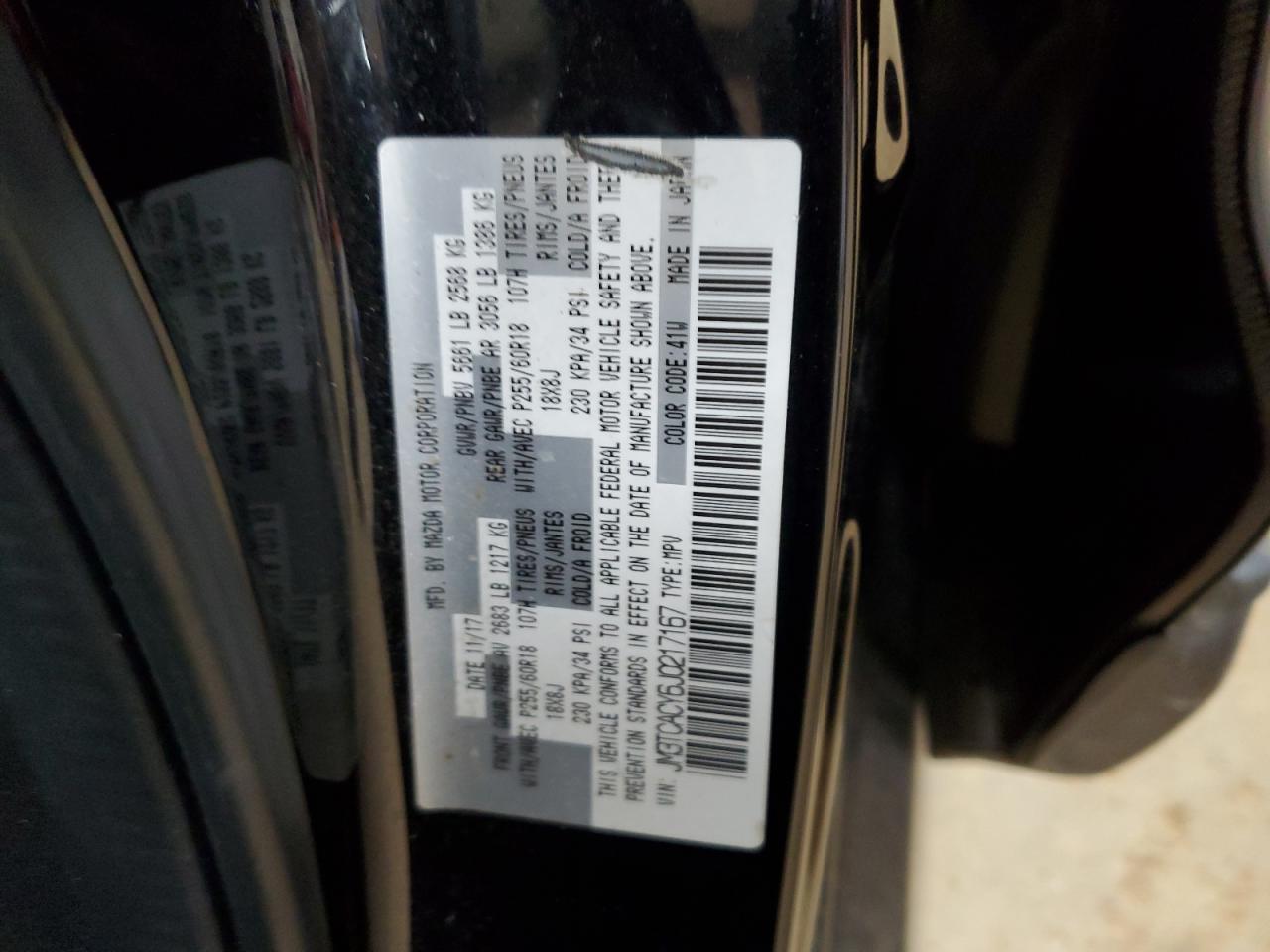 2018 Mazda Cx-9 Touring VIN: JM3TCACY6J0217167 Lot: 90612615