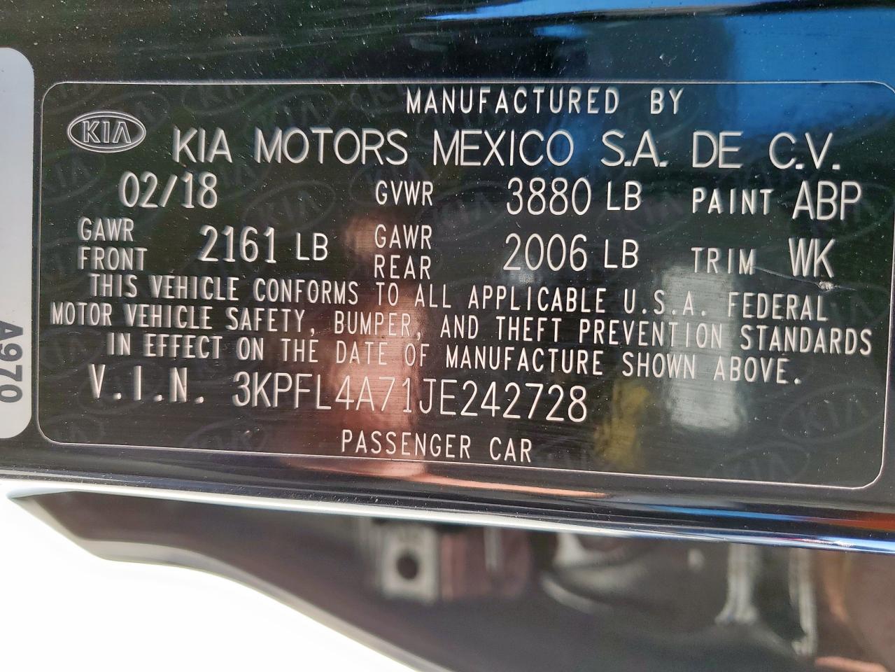 2018 Kia Forte Lx VIN: 3KPFL4A71JE242728 Lot: 82745045