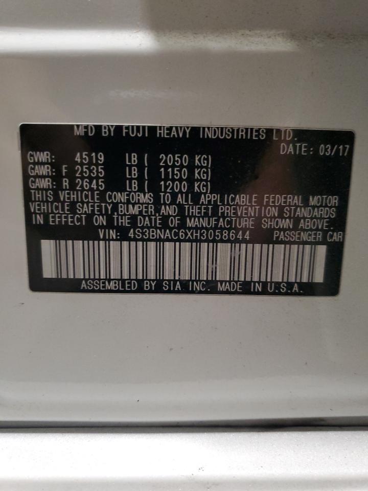 2017 Subaru Legacy 2.5I Premium VIN: 4S3BNAC6XH3058644 Lot: 89433585