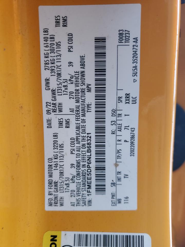 2022 Ford Bronco Base VIN: 1FMEE5DP6NLB68321 Lot: 85561245