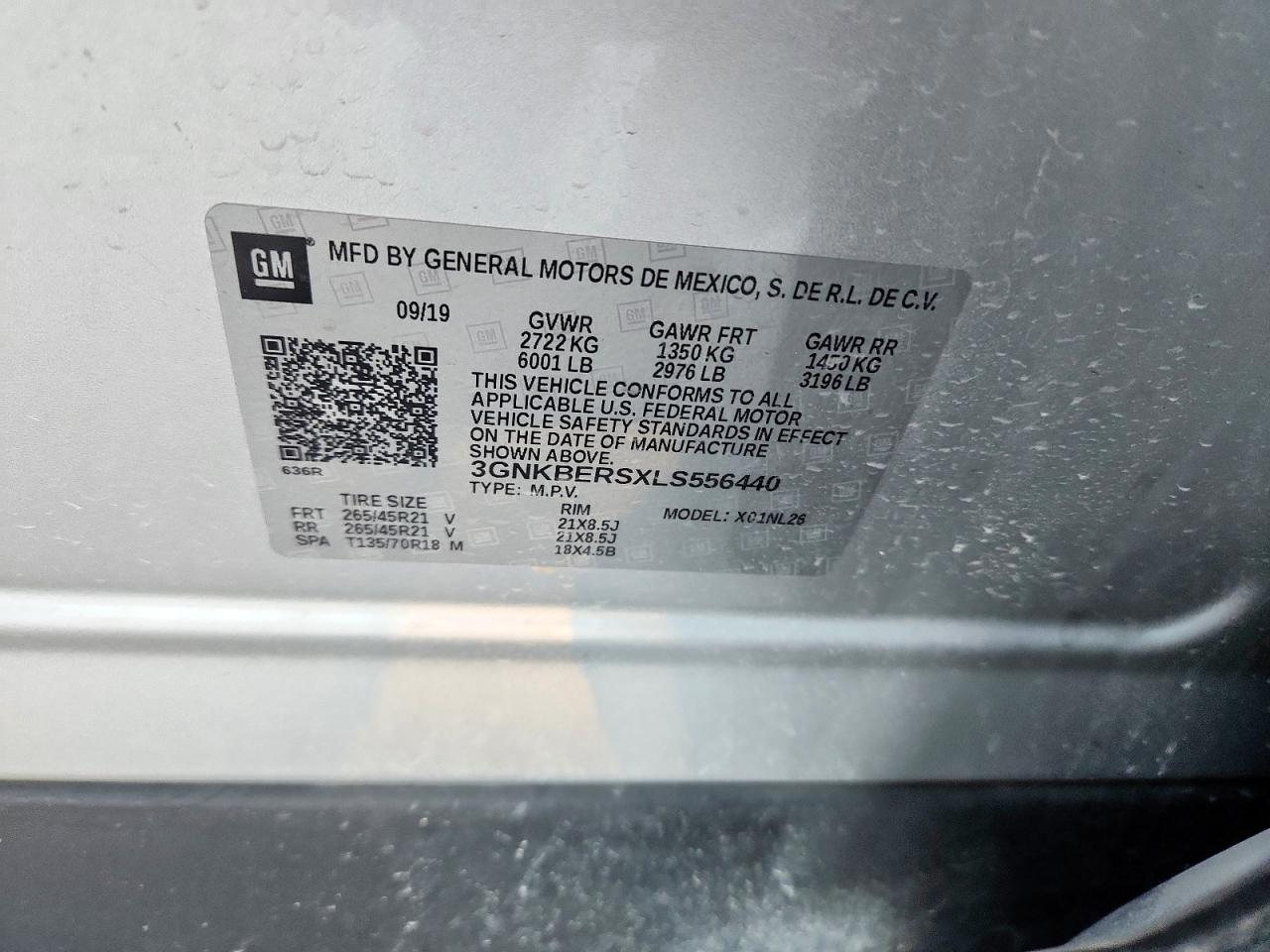 2020 Chevrolet Blazer Rs VIN: 3GNKBERSXLS556440 Lot: 85534415