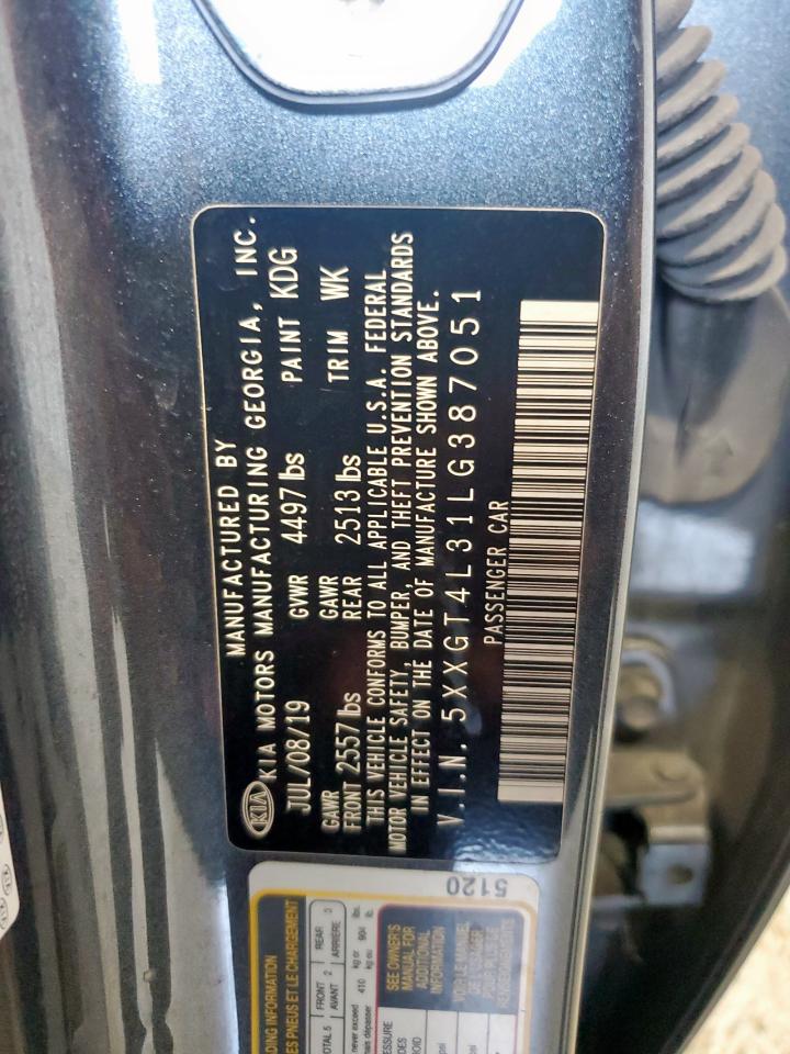 2020 Kia Optima Lx VIN: 5XXGT4L31LG387051 Lot: 84876325