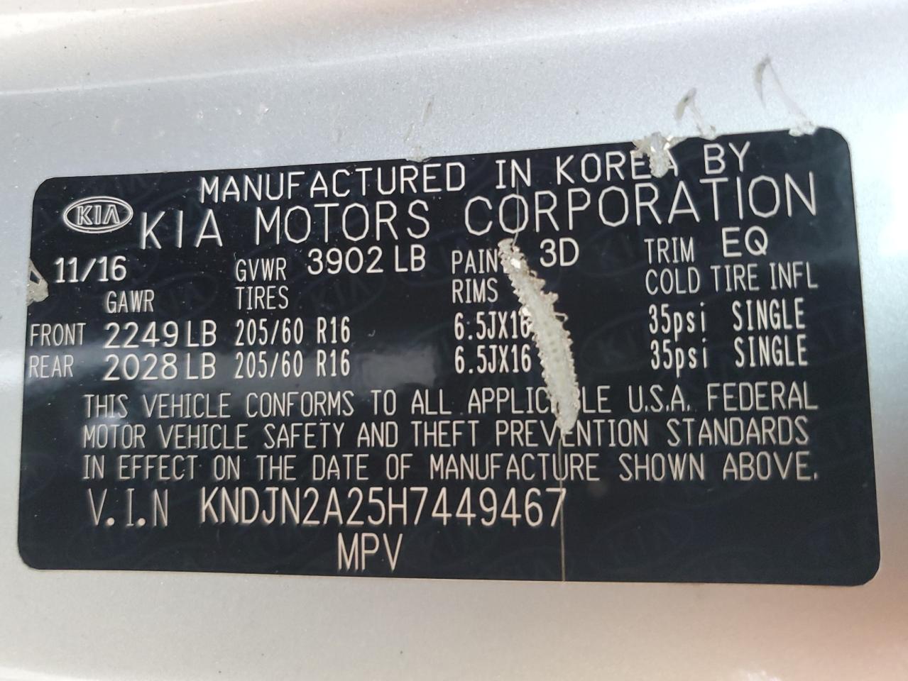 2017 Kia Soul VIN: KNDJN2A25H7449467 Lot: 82359715