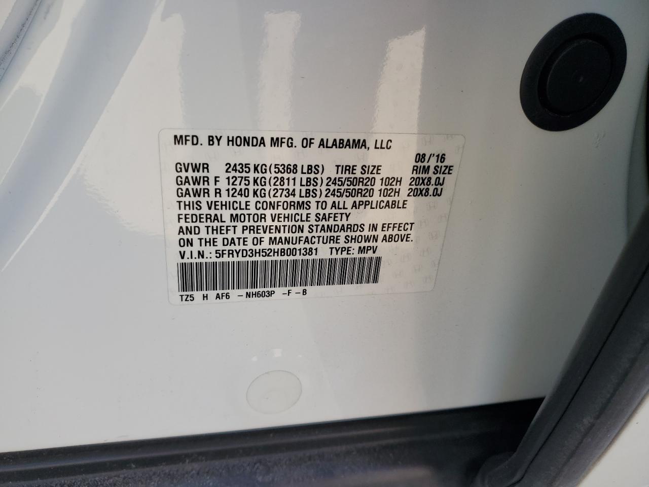 2017 Acura Mdx Technology VIN: 5FRYD3H52HB001381 Lot: 86632865