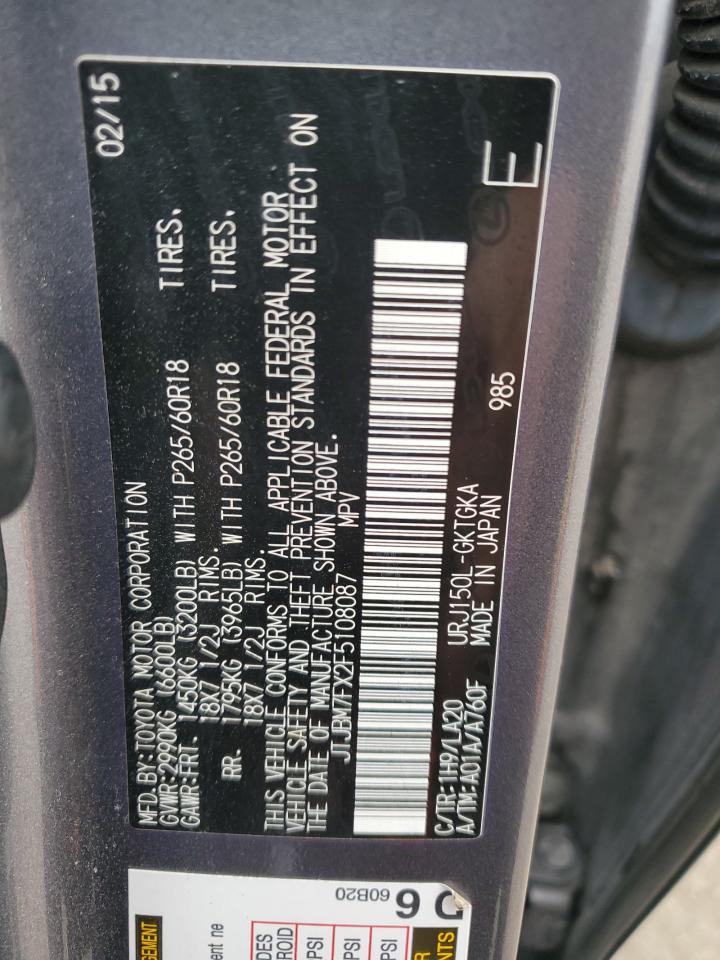 2015 Lexus Gx 460 VIN: JTJBM7FX2F5108087 Lot: 81984845