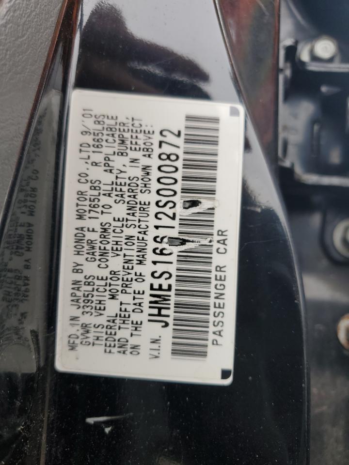 2002 Honda Civic Lx VIN: JHMES16612S000872 Lot: 85272205