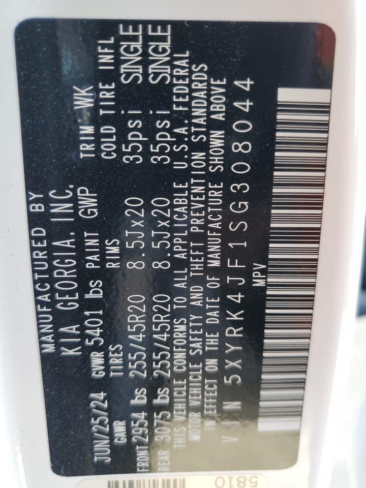 2025 Kia Sorento Sx VIN: 5XYRK4JF1SG308044 Lot: 85316035