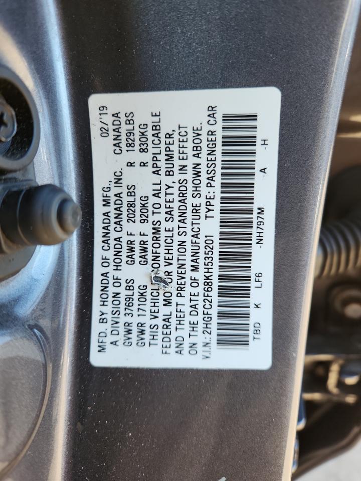 2019 Honda Civic Lx VIN: 2HGFC2F68KH535201 Lot: 87001375