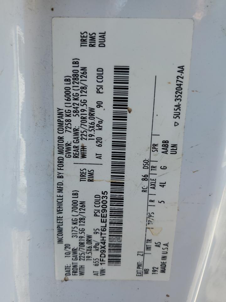 2020 Ford F450 Super Duty VIN: 1FD9X4HT6LEE90035 Lot: 84363785