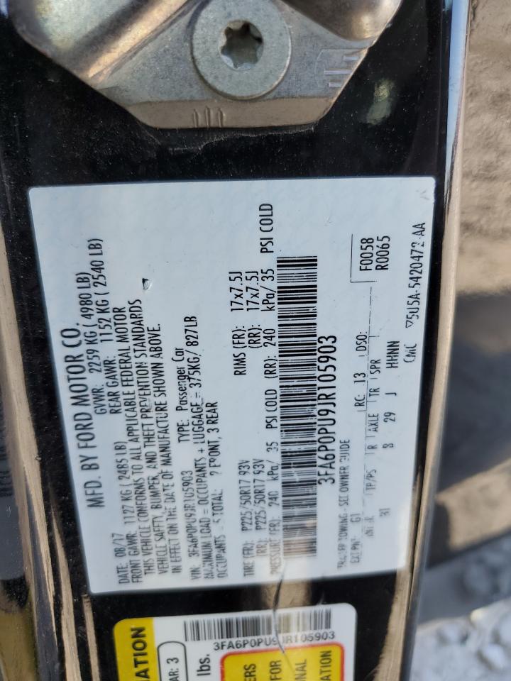 2018 Ford Fusion Se Phev VIN: 3FA6P0PU9JR105903 Lot: 85672175