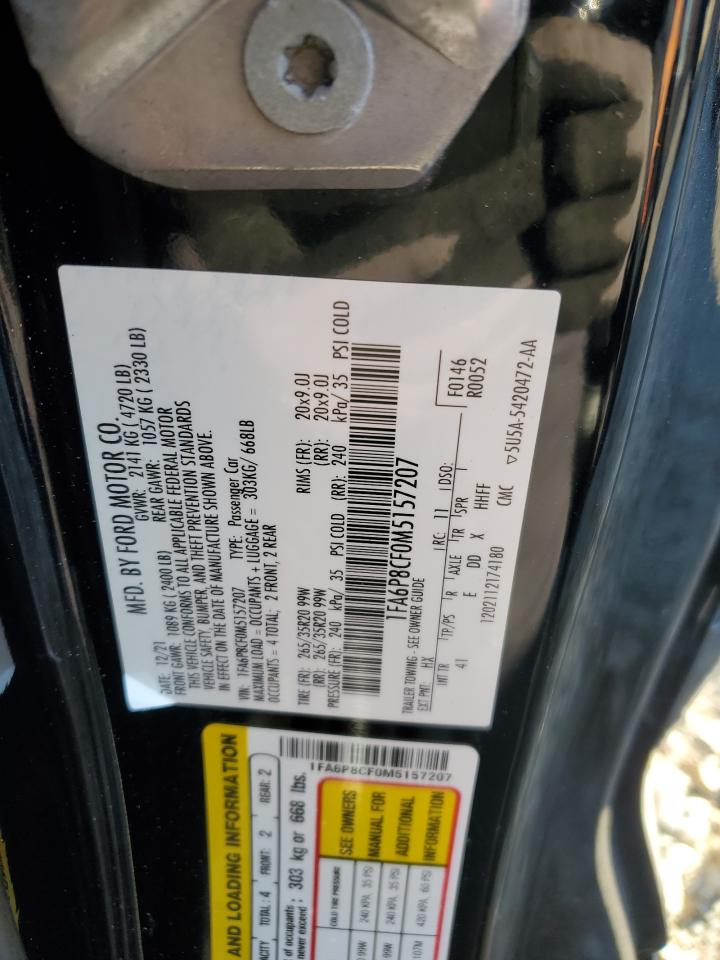 2021 Ford Mustang Gt VIN: 1FA6P8CF0M5157207 Lot: 87032045