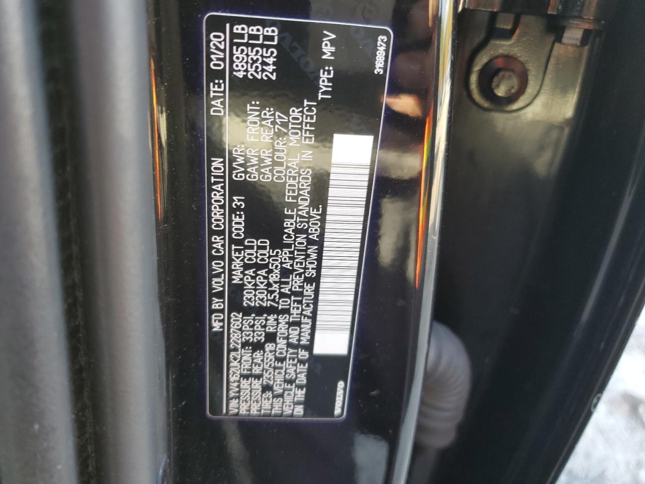 2020 Volvo Xc40 T5 Momentum VIN: YV4162UK2L2287602 Lot: 82746485