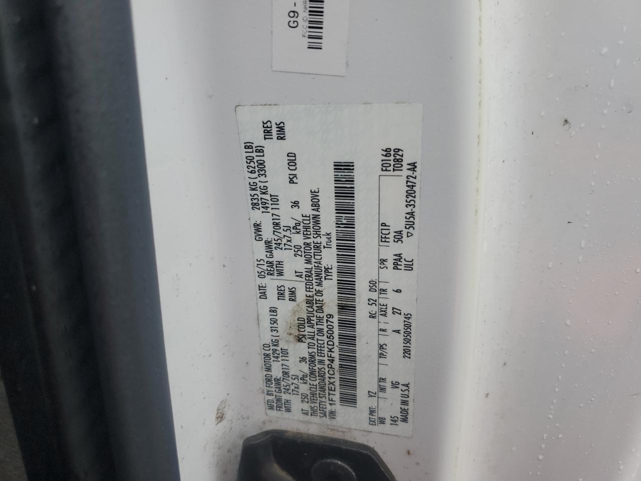 2015 Ford F150 Super Cab VIN: 1FTEX1CP4FKD50079 Lot: 90669985