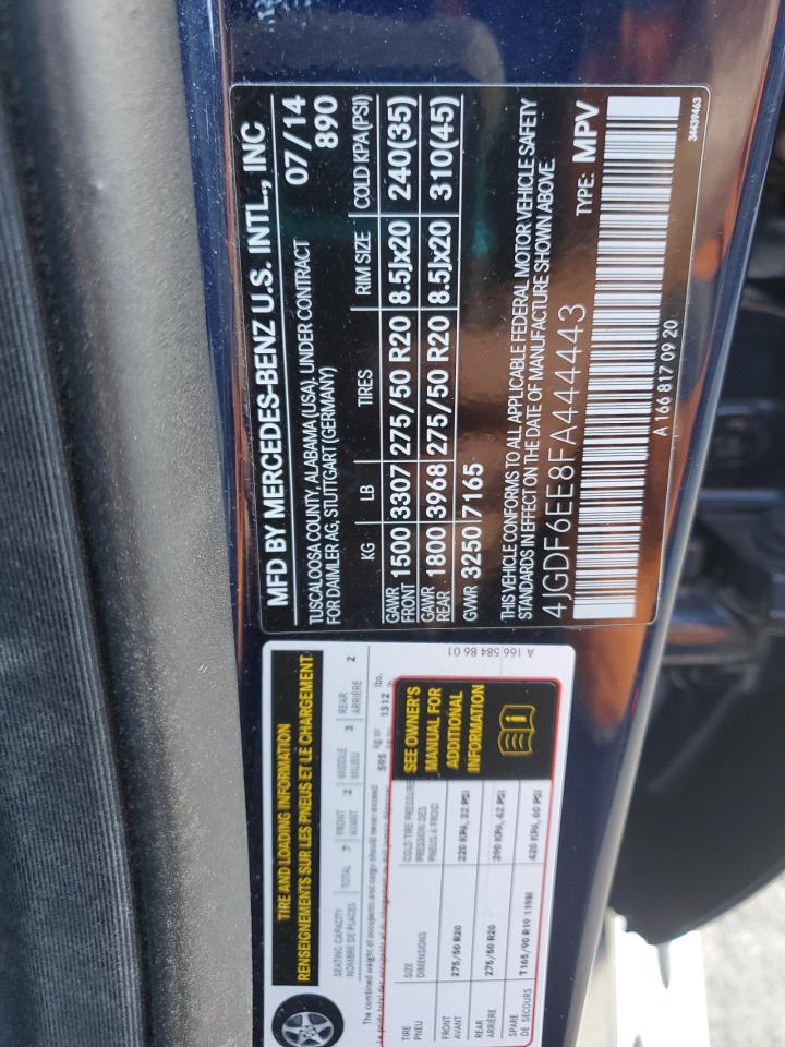 2015 Mercedes-Benz Gl 450 4Matic VIN: 4JGDF6EE8FA444443 Lot: 82354315