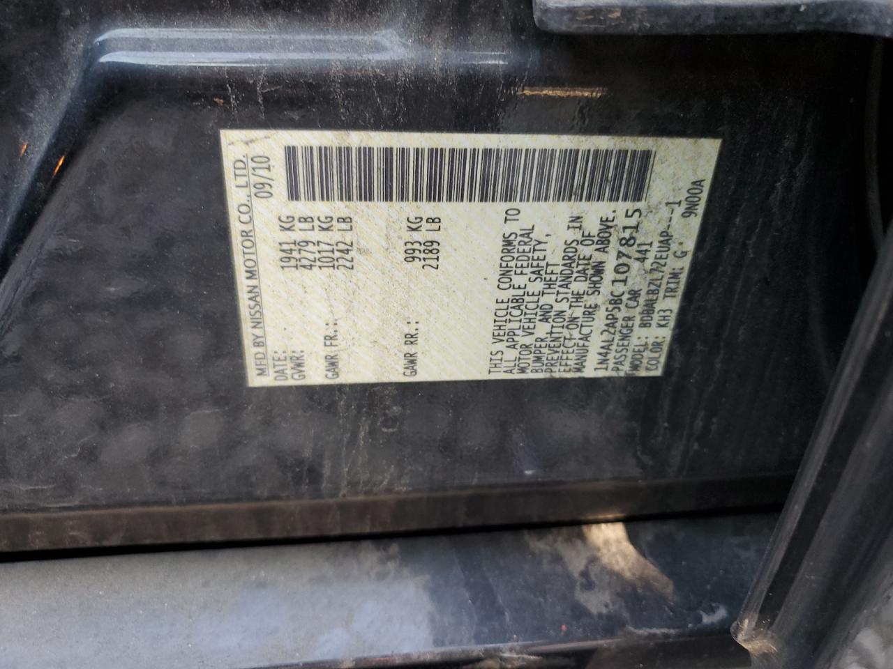 2011 Nissan Altima Base VIN: 1N4AL2AP5BC107815 Lot: 82235445