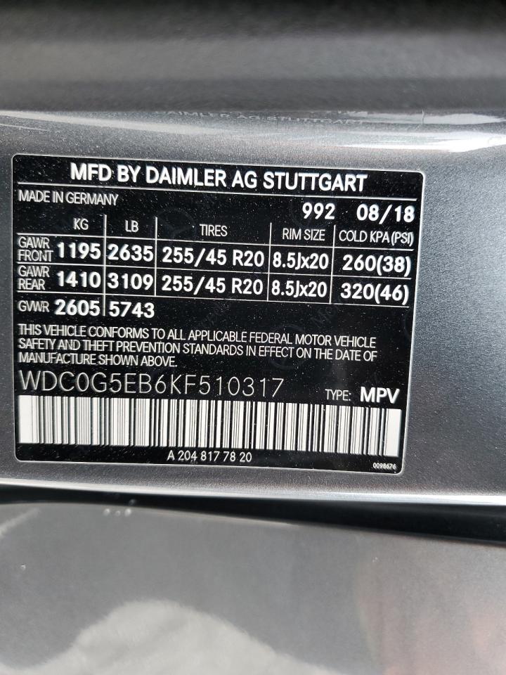 2019 Mercedes-Benz Glc 350E VIN: WDC0G5EB6KF510317 Lot: 85742815