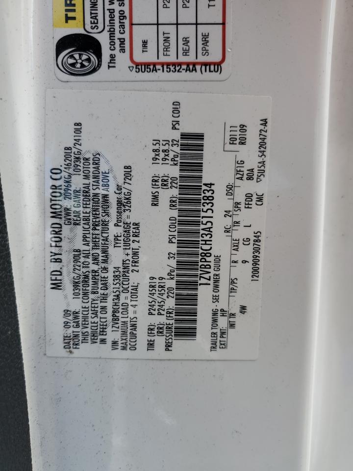 2010 Ford Mustang Gt VIN: 1ZVBP8CH3A5153834 Lot: 84865305