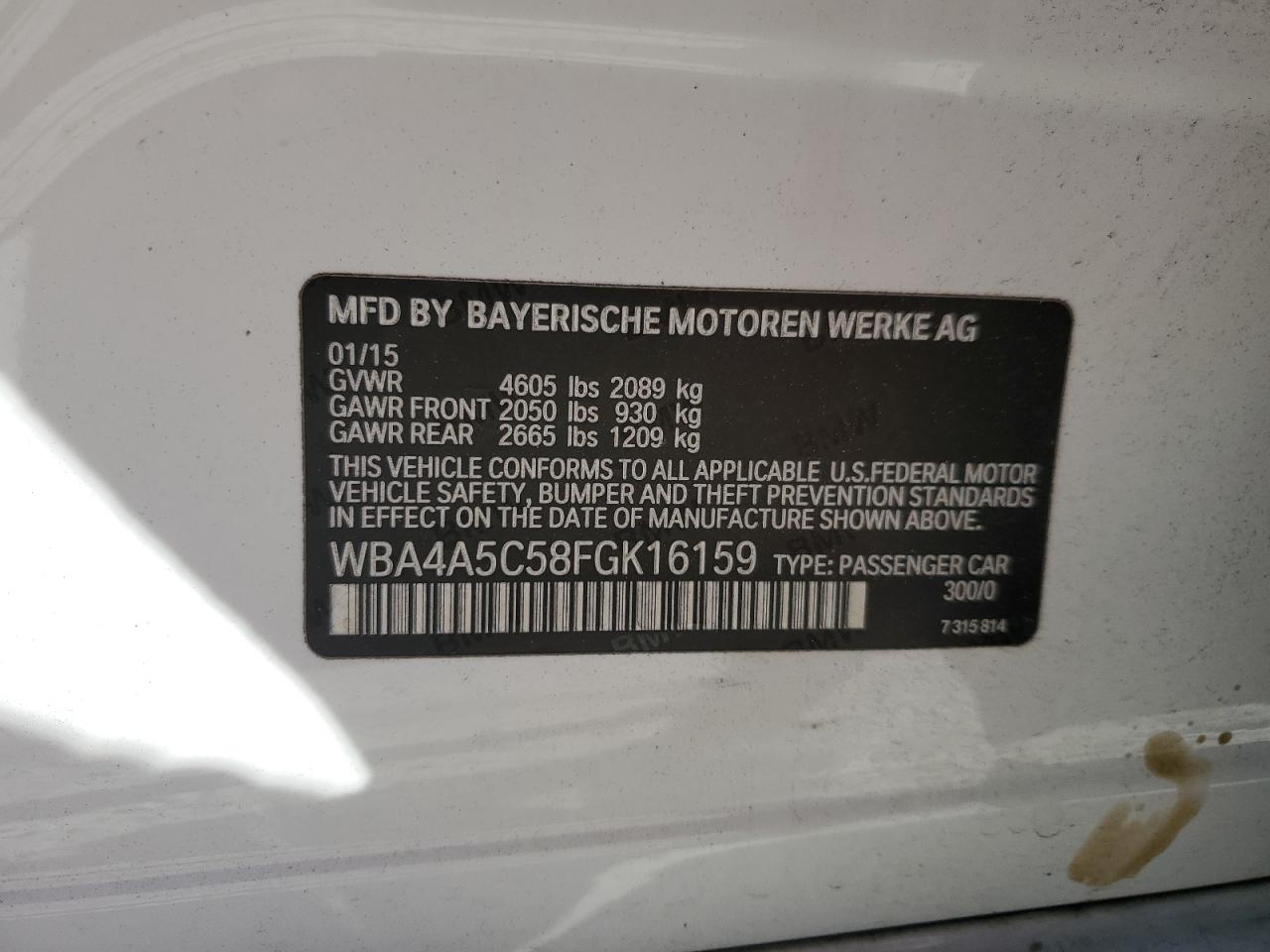 2015 BMW 428 I Gran Coupe VIN: WBA4A5C58FGK16159 Lot: 84756055