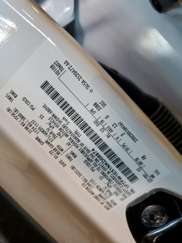 2022 Ford F150 Supercrew VIN: 1FTFW1E51NKD08874 Lot: 85182295