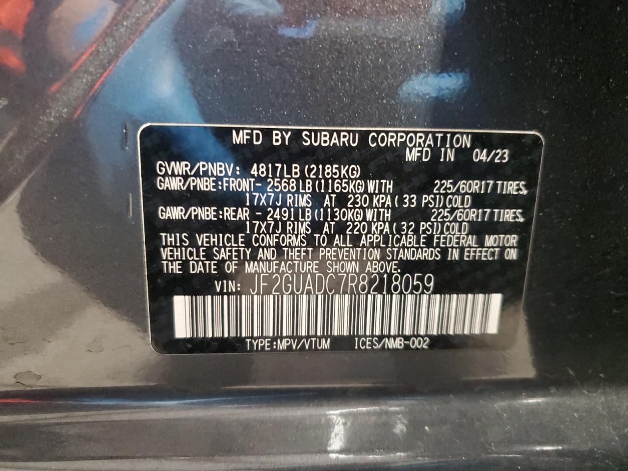 2024 Subaru Crosstrek Premium VIN: JF2GUADC7R8218059 Lot: 85718965