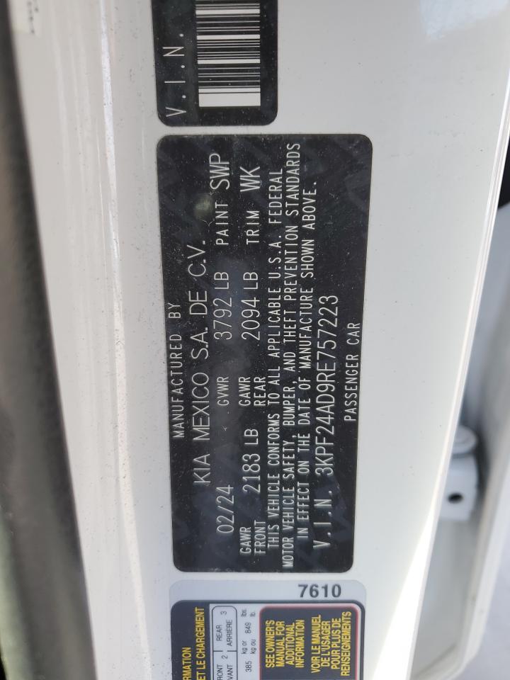 2024 Kia Forte Lx VIN: 3KPF24AD9RE757223 Lot: 91242955