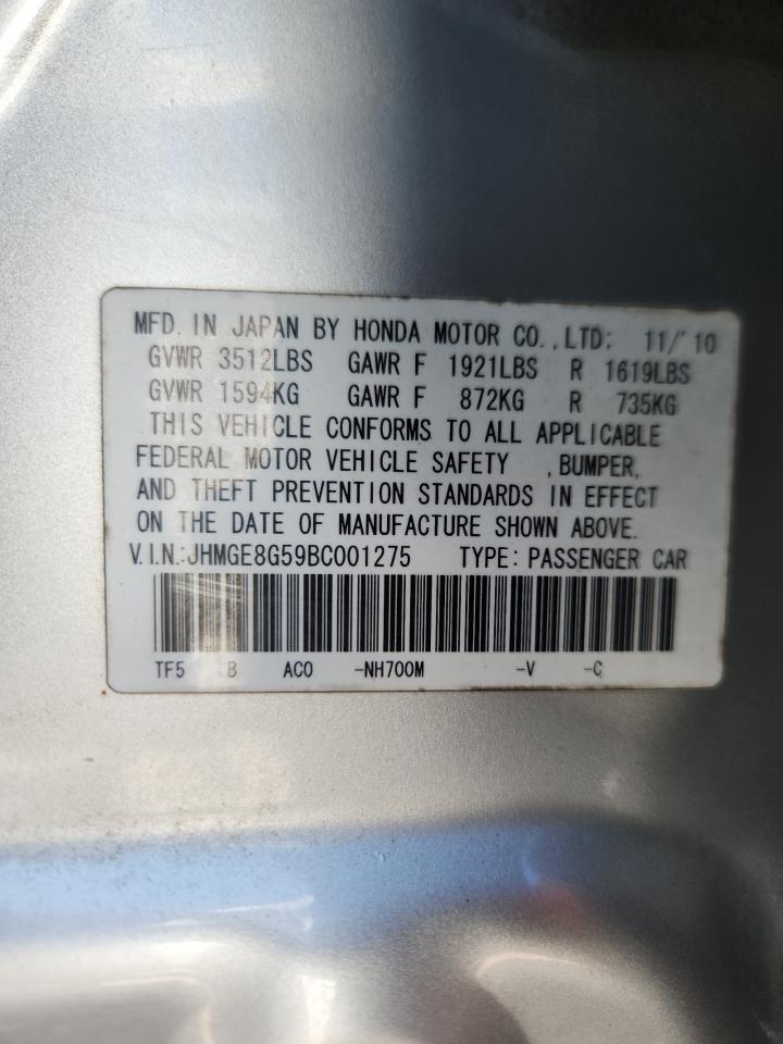 2011 Honda Fit Sport VIN: JHMGE8G59BC001275 Lot: 85931175