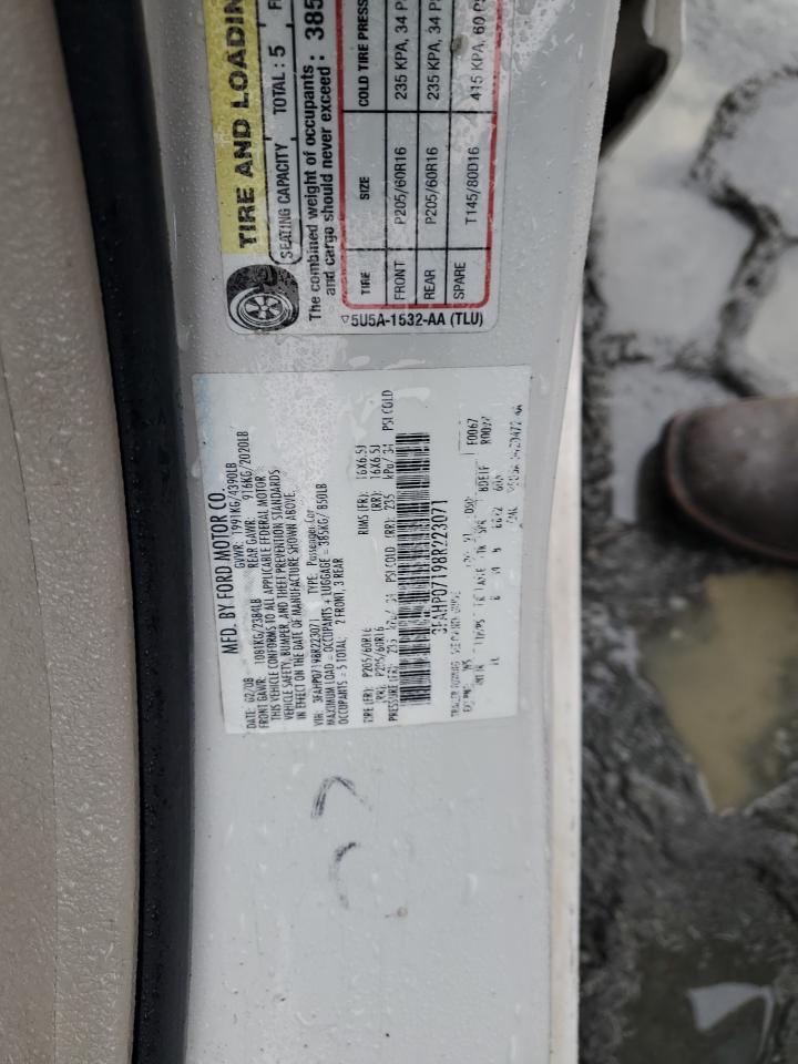 2008 Ford Fusion Se VIN: 3FAHP07198R223071 Lot: 90093025