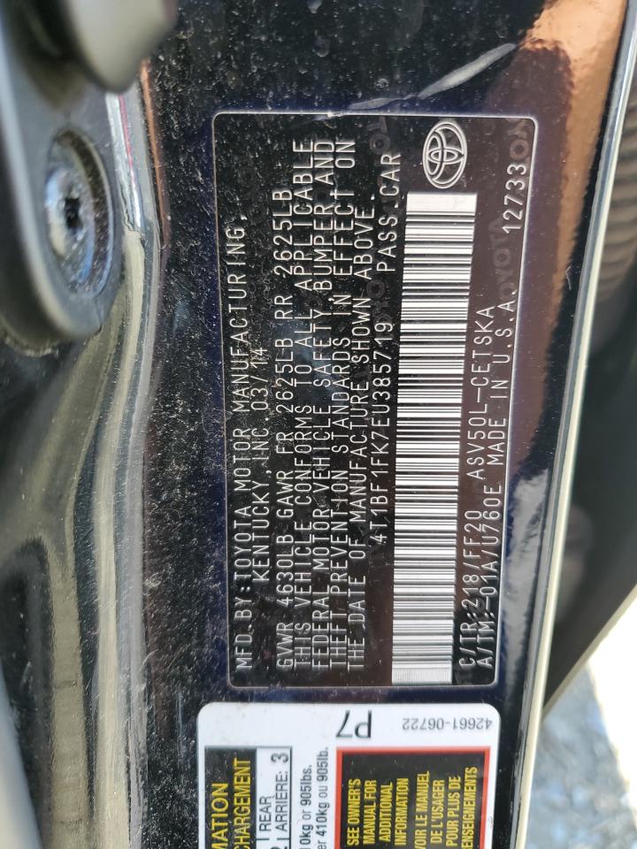 2014 Toyota Camry L VIN: 4T1BF1FK7EU385719 Lot: 86848185