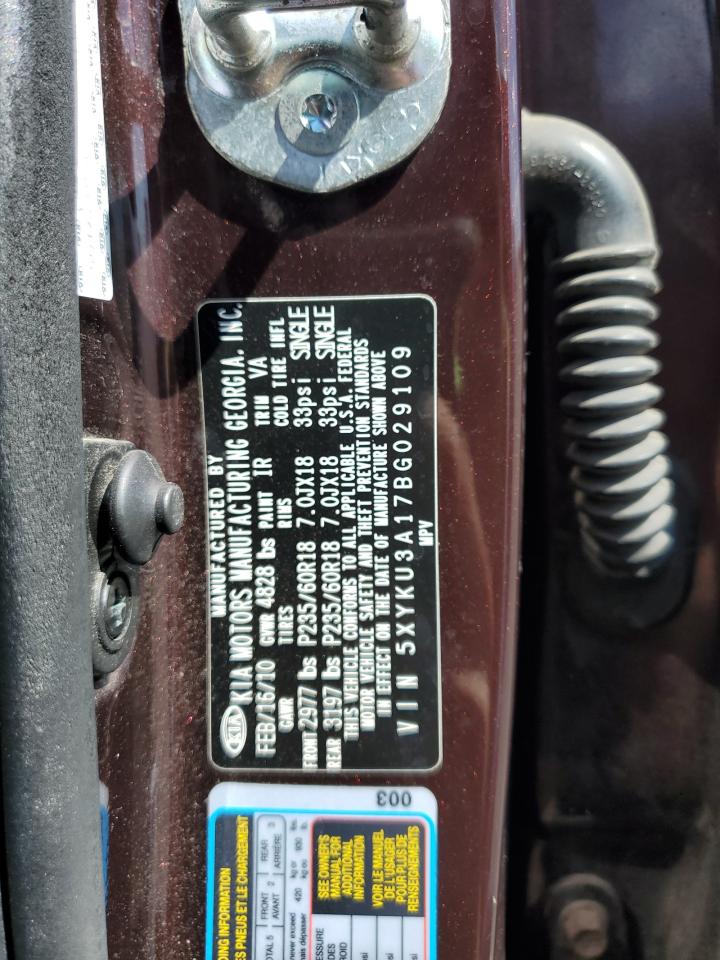 2011 Kia Sorento Ex VIN: 5XYKU3A17BG029109 Lot: 85135255