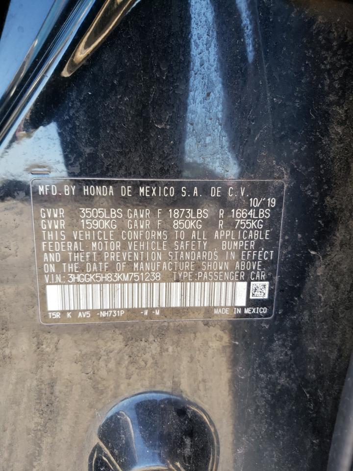 2019 Honda Fit Ex VIN: 3HGGK5H83KM751238 Lot: 84954625