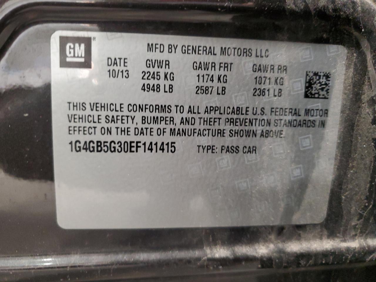 2014 Buick Lacrosse VIN: 1G4GB5G30EF141415 Lot: 70666075