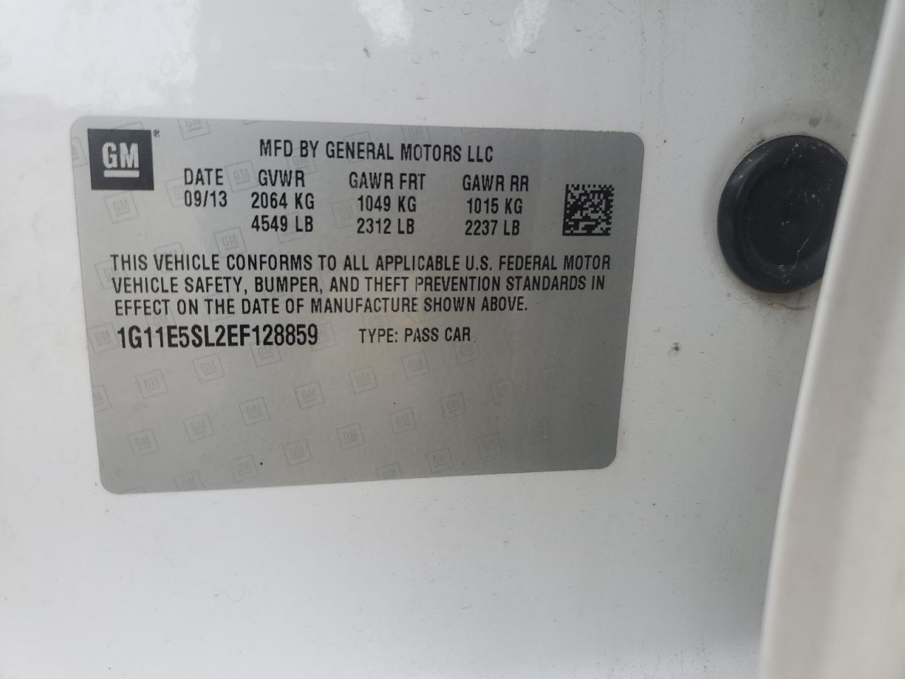 2014 Chevrolet Malibu 2Lt VIN: 1G11E5SL2EF128859 Lot: 92262825