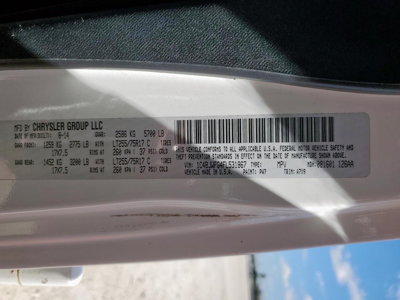 2015 Jeep Wrangler Unlimited Rubicon VIN: 1C4BJWFG4FL531867 Lot: 86098295