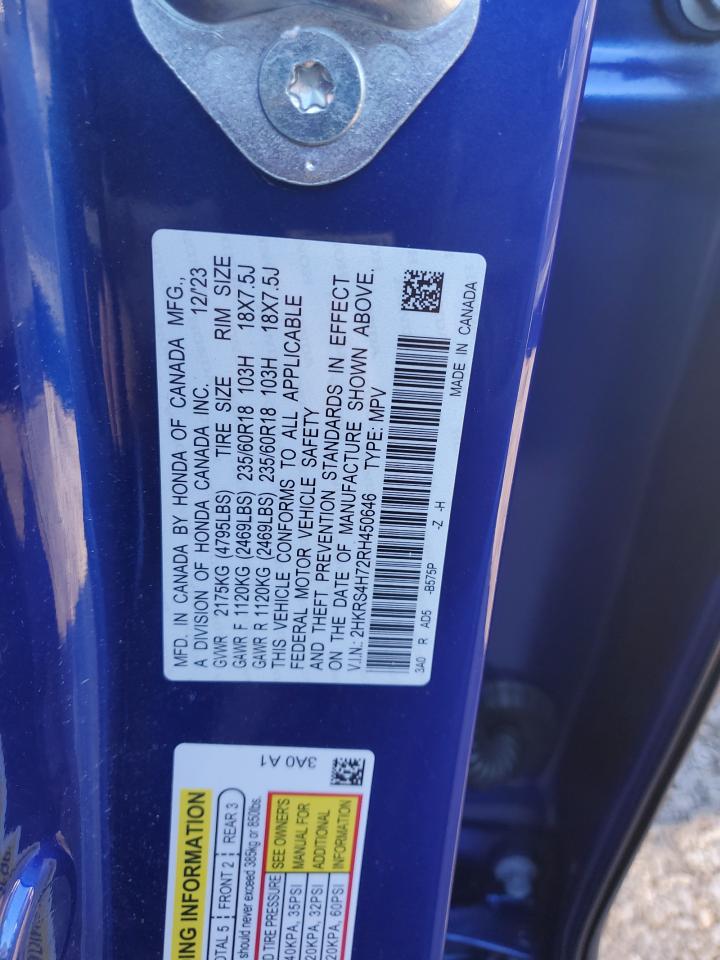 2024 Honda Cr-V Exl VIN: 2HKRS4H72RH450646 Lot: 86800075