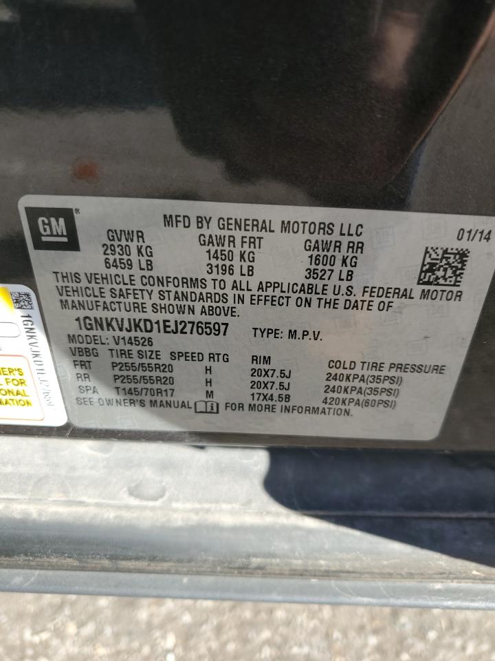 2014 Chevrolet Traverse Ltz VIN: 1GNKVJKD1EJ276597 Lot: 82419585