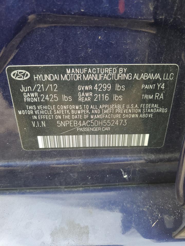 2013 Hyundai Sonata Gls VIN: 5NPEB4AC5DH552473 Lot: 81374605