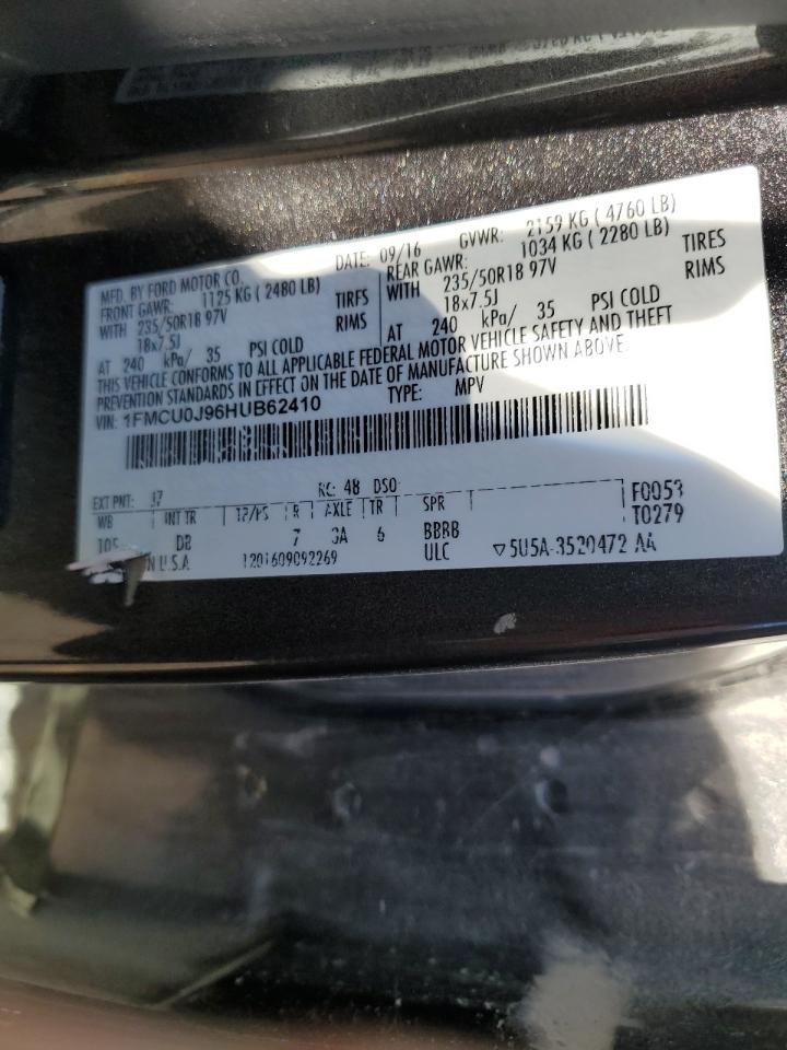 2017 Ford Escape Titanium VIN: 1FMCU0J96HUB62410 Lot: 82360475