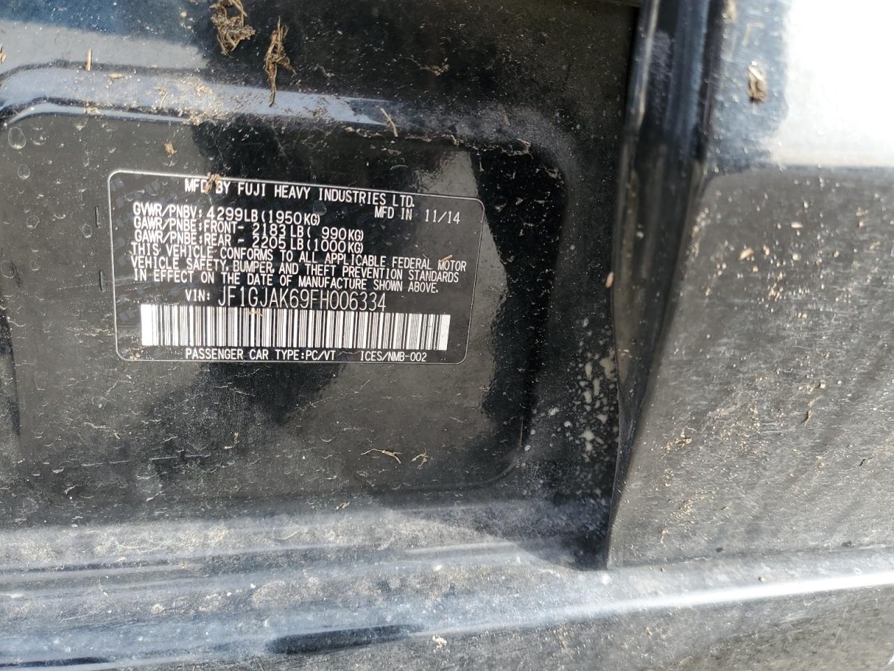 2015 Subaru Impreza Premium Plus VIN: JF1GJAK69FH006334 Lot: 82378555